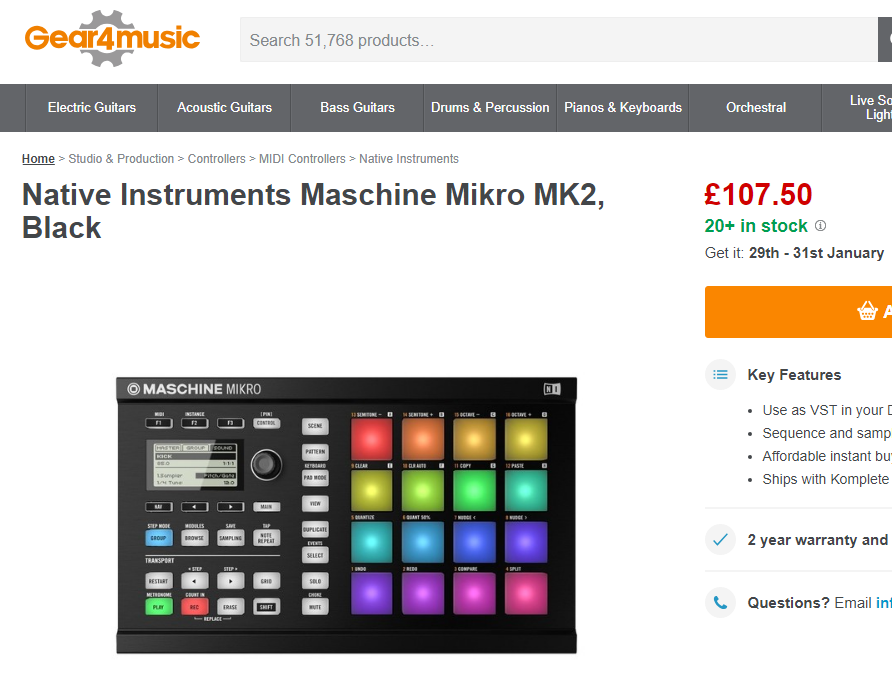 Native InstrumentsのMaschine Mikro MK2がセール中！